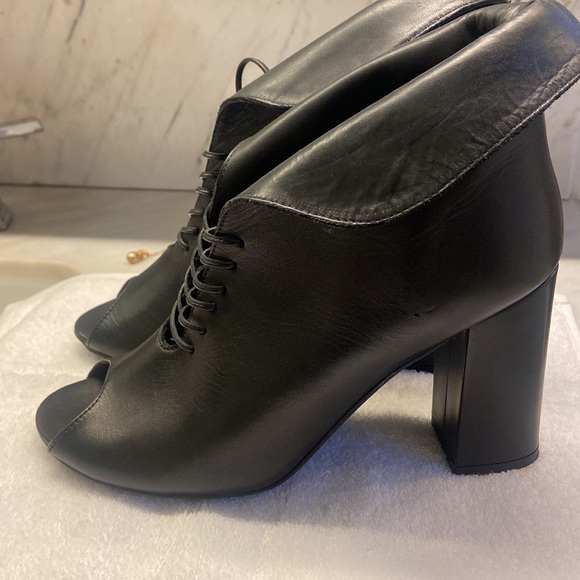 Lace up Black Leather Booties - Picture 3 of 6